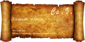 Csanak Vince névjegykártya